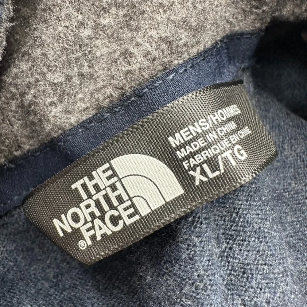 TNF The North Face Mens XL Blue Sweater Colorblock 1/4 Zip‎ Wool Blend